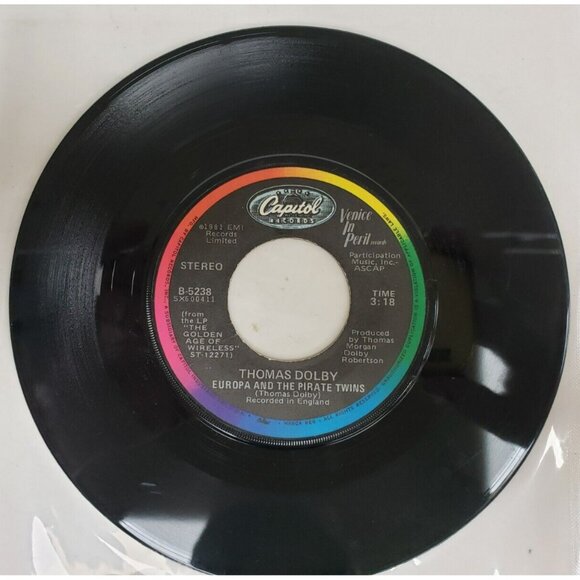 Record 45 RPM Vinyl  Thomas Dolby- Radio Silence/ Europa And The Pirate Twins - Picture 2 of 4